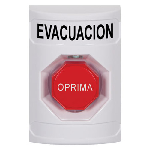 SS2308EV-ES STI White No Cover Pneumatic (Illuminated) Stopper Station with EVACUATION Label Spanish