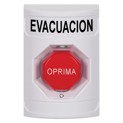 SS2309EV-ES STI White No Cover Turn-to-Reset (Illuminated) Stopper Station with EVACUATION Label Spanish