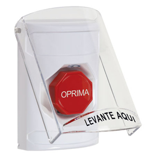 SS2322NT-ES STI White Indoor Only Flush or Surface Key-to-Reset (Illuminated) Stopper Station with No Text Label Spanish