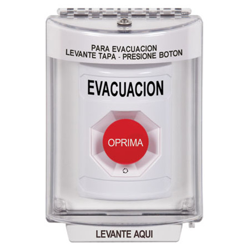 SS2341EV-ES STI White Indoor/Outdoor Flush w/ Horn Turn-to-Reset Stopper Station with EVACUATION Label Spanish