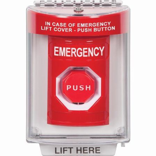 SS2035EM-EN STI Red Indoor/Outdoor Flush Momentary (Illuminated) Stopper Station with EMERGENCY Label English