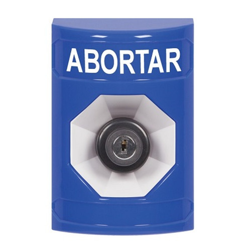 SS2403AB-ES STI Blue No Cover Key-to-Activate Stopper Station with ABORT Label Spanish