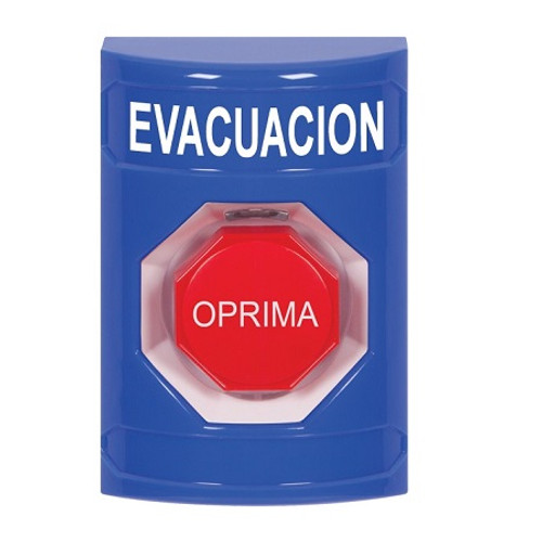 SS2408EV-ES STI Blue No Cover Pneumatic (Illuminated) Stopper Station with EVACUATION Label Spanish