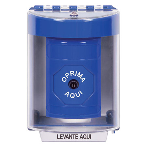 SS2470NT-ES STI Blue Indoor/Outdoor Surface Key-to-Reset Stopper Station with No Text Label Spanish