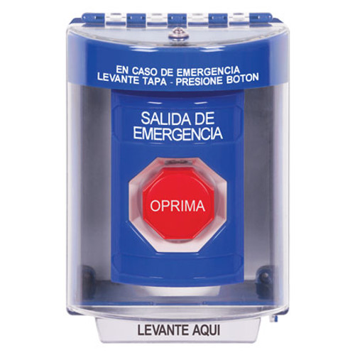 SS2482EX-ES STI Blue Indoor/Outdoor Surface w/ Horn Key-to-Reset (Illuminated) Stopper Station with EMERGENCY EXIT Label Spanish