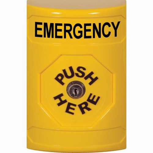 SS2200EM-EN STI Yellow No Cover Key-to-Reset Stopper Station with EMERGENCY Label English