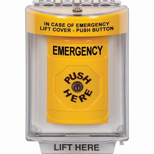 SS2230EM-EN STI Yellow Indoor/Outdoor Flush Key-to-Reset Stopper Station with EMERGENCY Label English