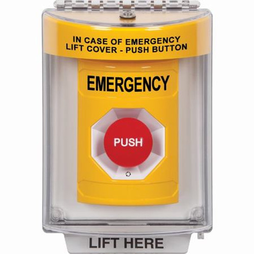 SS2241EM-EN STI Yellow Indoor/Outdoor Flush w/ Horn Turn-to-Reset Stopper Station with EMERGENCY Label English