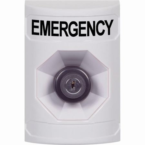 SS2303EM-EN STI White No Cover Key-to-Activate Stopper Station with EMERGENCY Label English