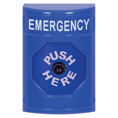 SS2400EM-EN STI Blue No Cover Key-to-Reset Stopper Station with EMERGENCY Label English