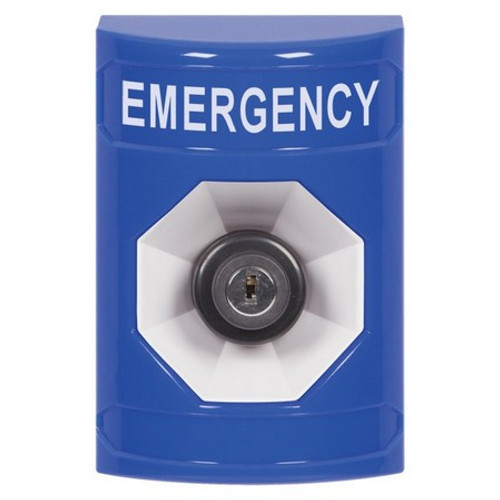 SS2403EM-EN STI Blue No Cover Key-to-Activate Stopper Station with EMERGENCY Label English