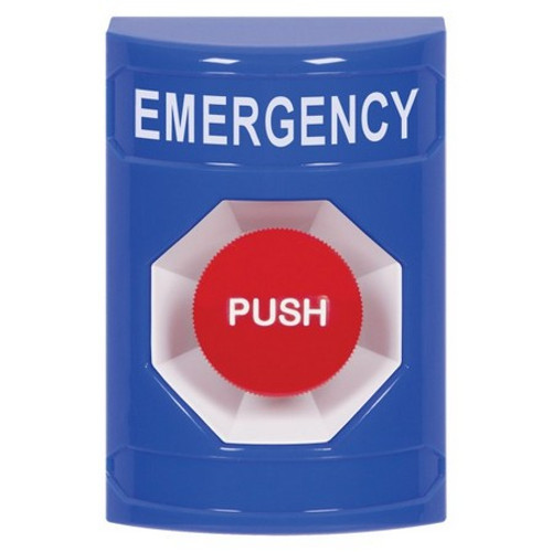 SS2404EM-EN STI Blue No Cover Momentary Stopper Station with EMERGENCY Label English