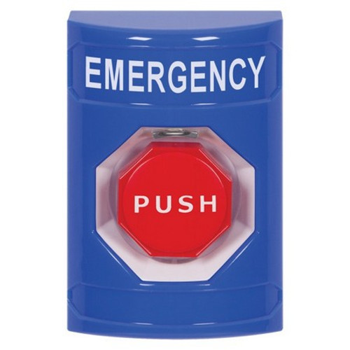 SS2405EM-EN STI Blue No Cover Momentary (Illuminated) Stopper Station with EMERGENCY Label English