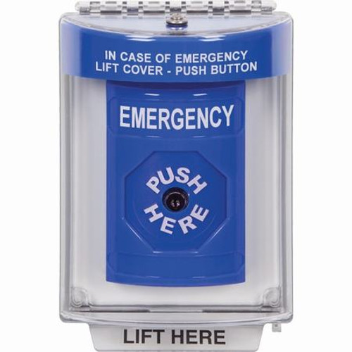SS2440EM-EN STI Blue Indoor/Outdoor Flush w/ Horn Key-to-Reset Stopper Station with EMERGENCY Label English