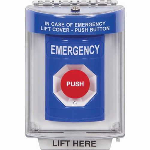 SS2441EM-EN STI Blue Indoor/Outdoor Flush w/ Horn Turn-to-Reset Stopper Station with EMERGENCY Label English