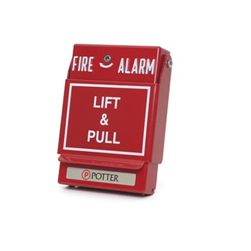 1000448 Potter P32-1T-LP-KL Dual Action Fire Pull Station - Key Reset - Red