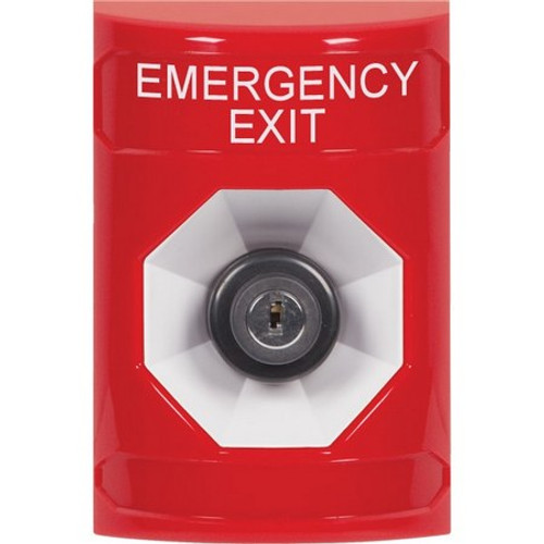 SS2003EX-EN STI Red No Cover Key-to-Activate Stopper Station with EMERGENCY EXIT Label English