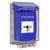 GLR431EV-EN STI Blue Indoor/Outdoor Low Profile Flush Mount Key-to-Reset Push Button with EVACUATION Label English