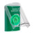 SS2127EX-ES STI Green Indoor Only Flush or Surface Weather Resistant Momentary (Illuminated) with Green Lens Stopper Station with EMERGENCY EXIT Label Spanish