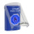 SS24A6PX-ES STI Blue Indoor Only Flush or Surface w/ Horn Momentary (Illuminated) with Blue Lens Stopper Station with PUSH TO EXIT Label Spanish