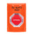 SS2505ZA-ES STI Orange No Cover Momentary (Illuminated) Stopper Station with Non-Returnable Custom Text Label Spanish