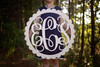 Wooden Monogram Letters with Scalloped Round Border