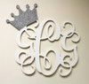 Wooden Monogram Initials - Glitter Crown Letters  - Nursery Decor 