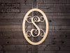 Single Letter Monogram Door Hanger Vertical Oval Border