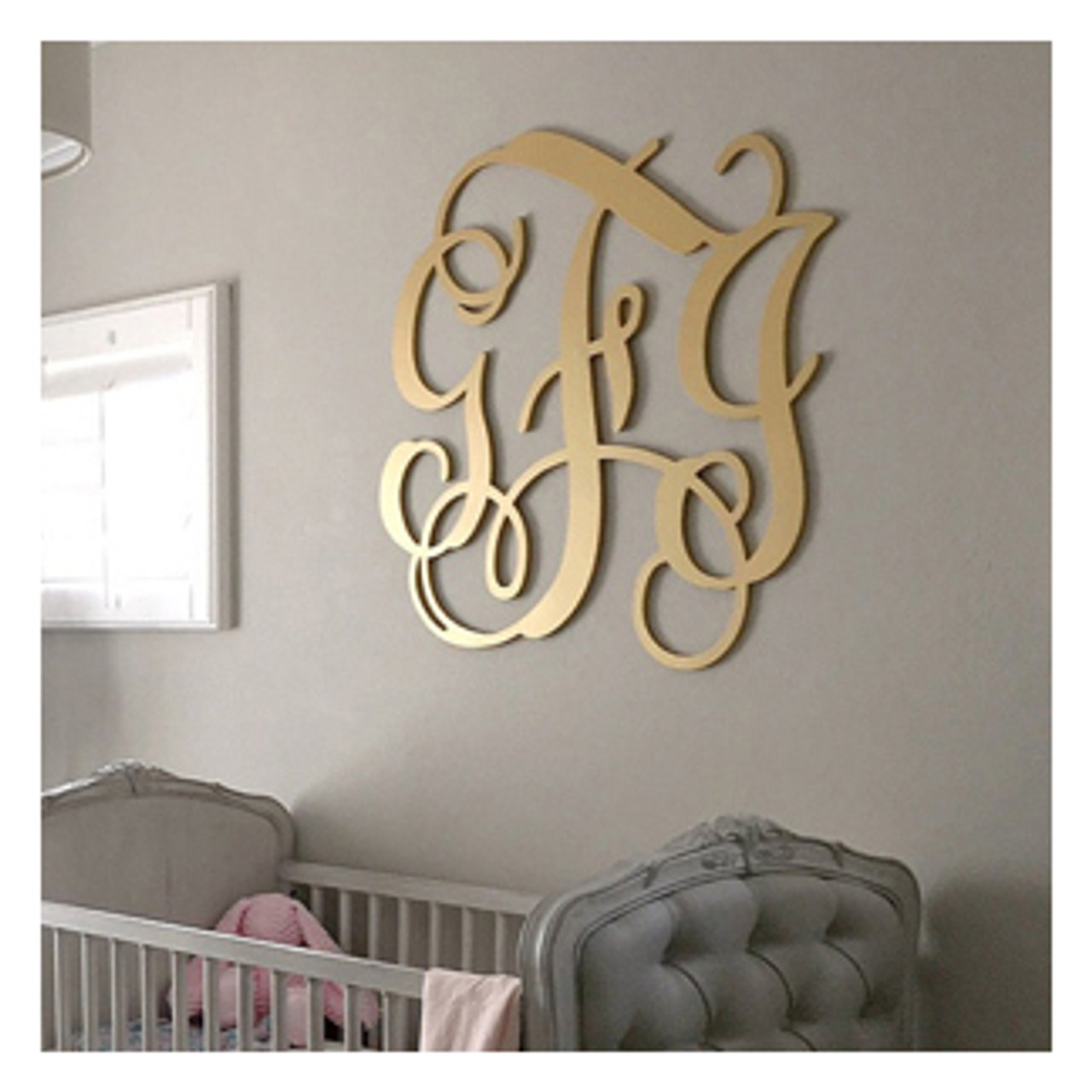 Gold Nursery Wall Large Monogram Letters - Monogram Wall Hanging - Woo –  TheFairyPaintBox