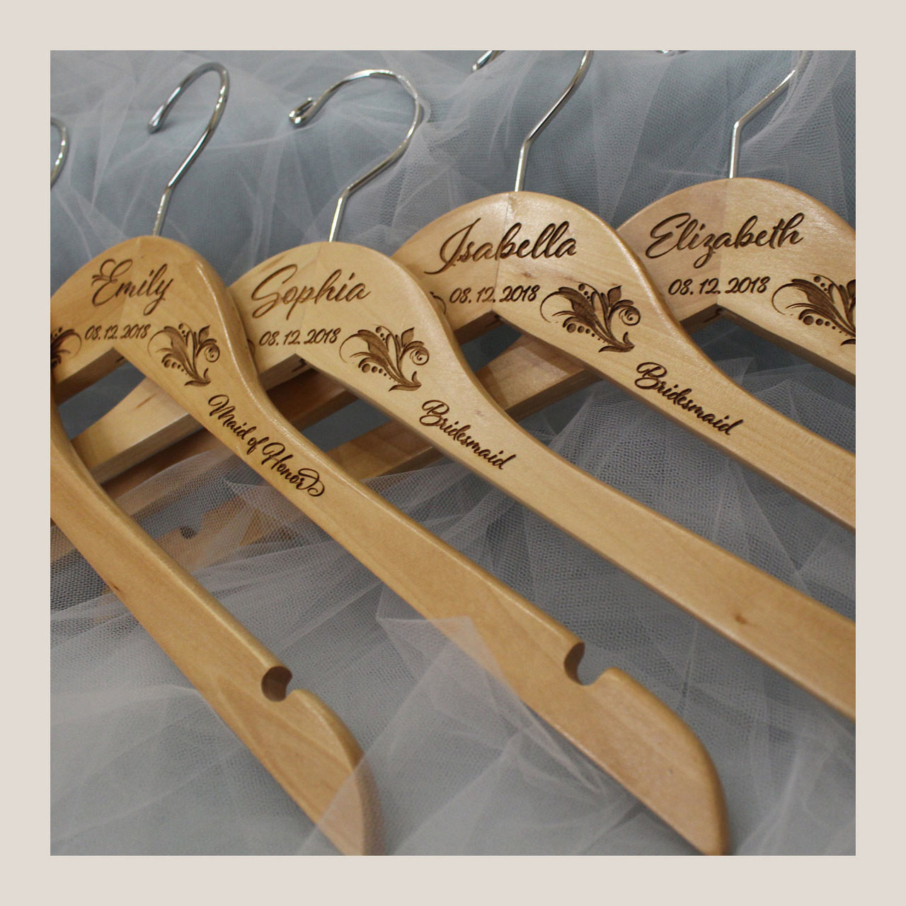 Natural Wood Hangers with notches, Hanger for your Wedding Dress