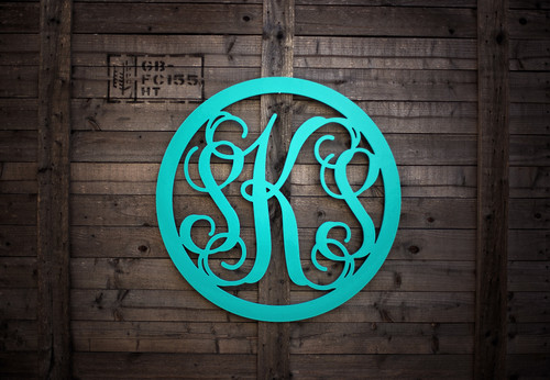  Wooden Monogram Letters with Round Border