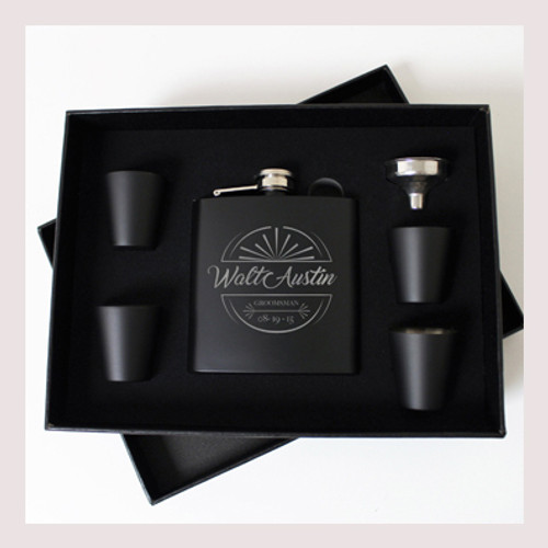 Engraved 6 oz Wedding Flask Set FD045