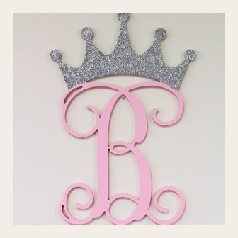 wooden initials with crown wall hanging letters nursery decor