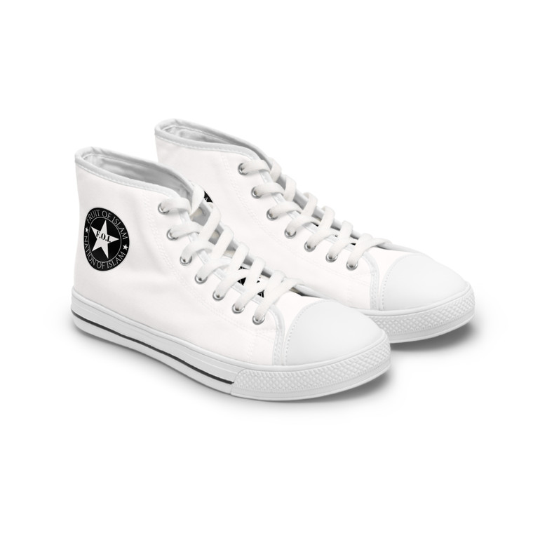 High Top Sneakers — Classic White Canvas Star Patch High-Top Shoes