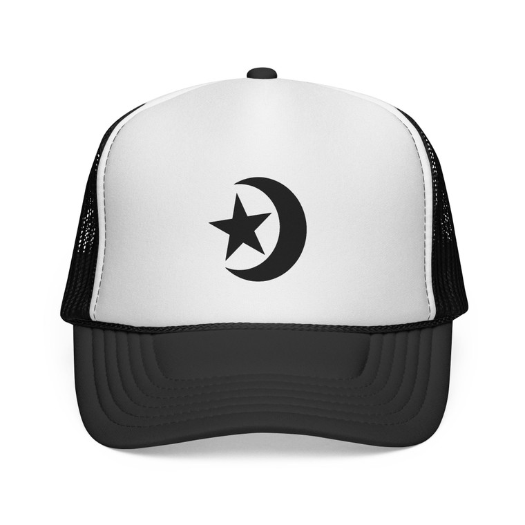 Crescent & Star Trucker Hat - Retro Mesh Cap