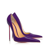 Manx 125  Purple Patent · Charlotte Luxury Shoes · Luxury High Heel Pointy · Di Marni - Vicenzo Rossi · Custom made · Made to measure · Black Luxury Pointy High Heel Shoes · Stiletto Shoes
