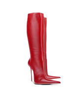Ilda 125 RED · NAPA - Luxury Heel Boots - Woman - Charlotte Luxury  · Luxury High Heel Pointy Boots · Vicenzo Rossi  · Custom made · Made to measure · Luxury Knee High Heel Boots · Boots