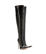 Troann Black · Charlotte Luxury Boots · Luxury High Heel Pointy Boots · Di Marni - Vicenzo Rossi · Custom made · Made to measure · Luxury Over Knee High Heel Boots · Boots