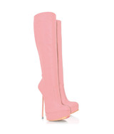 Demona Pink · Charlotte Luxury Boots · Luxury High Heel Knee High Boots · Di Marni - Vicenzo Rossi · Custom made · Made to measure · Luxury Platform Boots · High Heel Boots