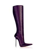 Corçao 125 Purple · Charlotte Luxury Boots · Luxury High Heel Pointed Toe Boots · Vicenzo Rossi · Custom made · Made to measure · Luxury Pointy High Heel Boots · Stiletto Boots
