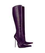 Corçao 125 Purple · Charlotte Luxury Boots · Luxury High Heel Pointed Toe Boots · Vicenzo Rossi · Custom made · Made to measure · Luxury Pointy High Heel Boots · Stiletto Boots