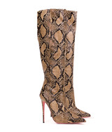 Spica 120 Nude Python · Charlotte Luxury High Heels Boots · Ada de Angela Shoes · High Heels Boots · Luxury Boots · Knee High Boots · Stiletto · Leather Boots