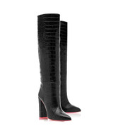 Elnath Black Crocodile  · Charlotte Luxury High Heels Boots · Ada de Angela Shoes · High Heels Boots · Luxury Boots · Knee High Boots · Stiletto · Leather Boots