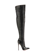 Tunisson Black · Charlotte Luxury Boots · Luxury High Heel Laced Pointy Boots · Di Marni - Vicenzo Rossi · Custom made · Made to measure · Luxury Over Knee High Heel Boots · Boots