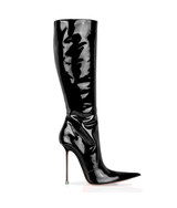 Corçao 125 Black Patent  · Charlotte Luxury Boots · Luxury High Heel Pointy Boots ·  Vicenzo Rossi · Custom made · Made to measure · Luxury Pointy High Heel Boots · Stiletto Boots