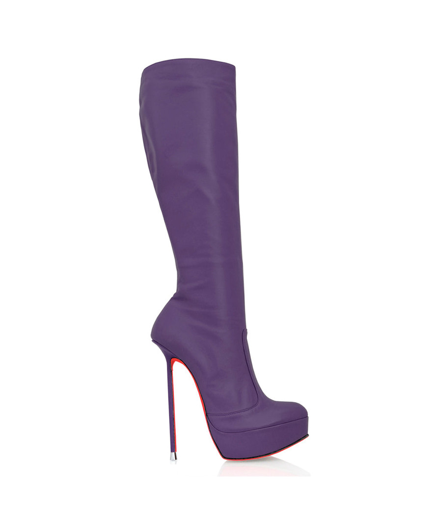 Demona Purple  · Charlotte Luxury Boots · Luxury High Heel Knee High Boots · Di Marni - Vicenzo Rossi · Custom made · Made to measure · Luxury Platform Boots · High Heel Boots