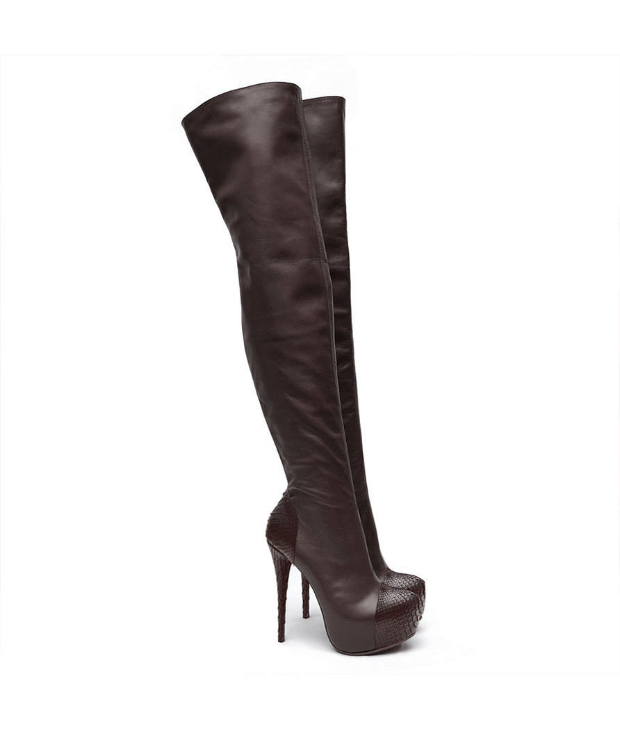 vHusky Brown & Brown · Charlotte Luxury Boots · Luxury High Heel Over Knee Boots · Yarose Shulzhenko · Custom Made · Made to measure · Luxury High Heel Tall Boots · Boots