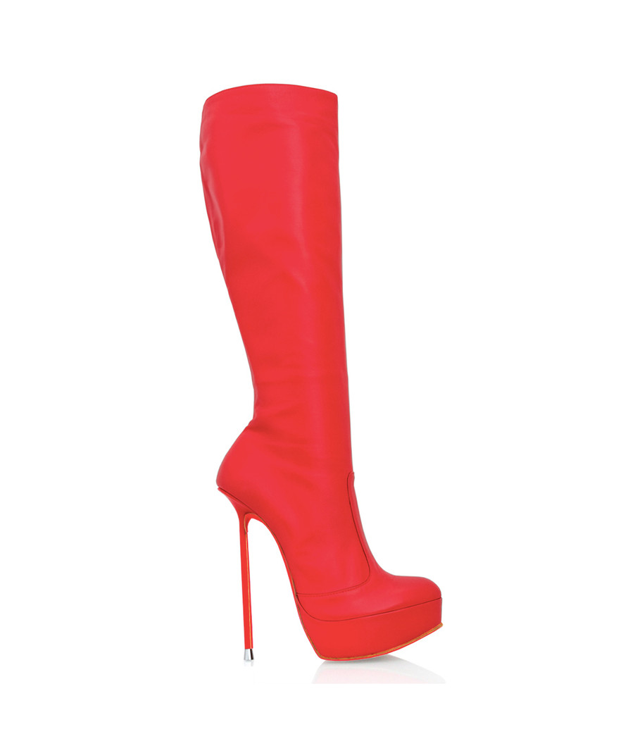 Demona Red  · Charlotte Luxury Boots · Luxury High Heel Knee High Boots · Di Marni - Vicenzo Rossi · Custom made · Made to measure · Luxury Platform Boots · High Heel Boots