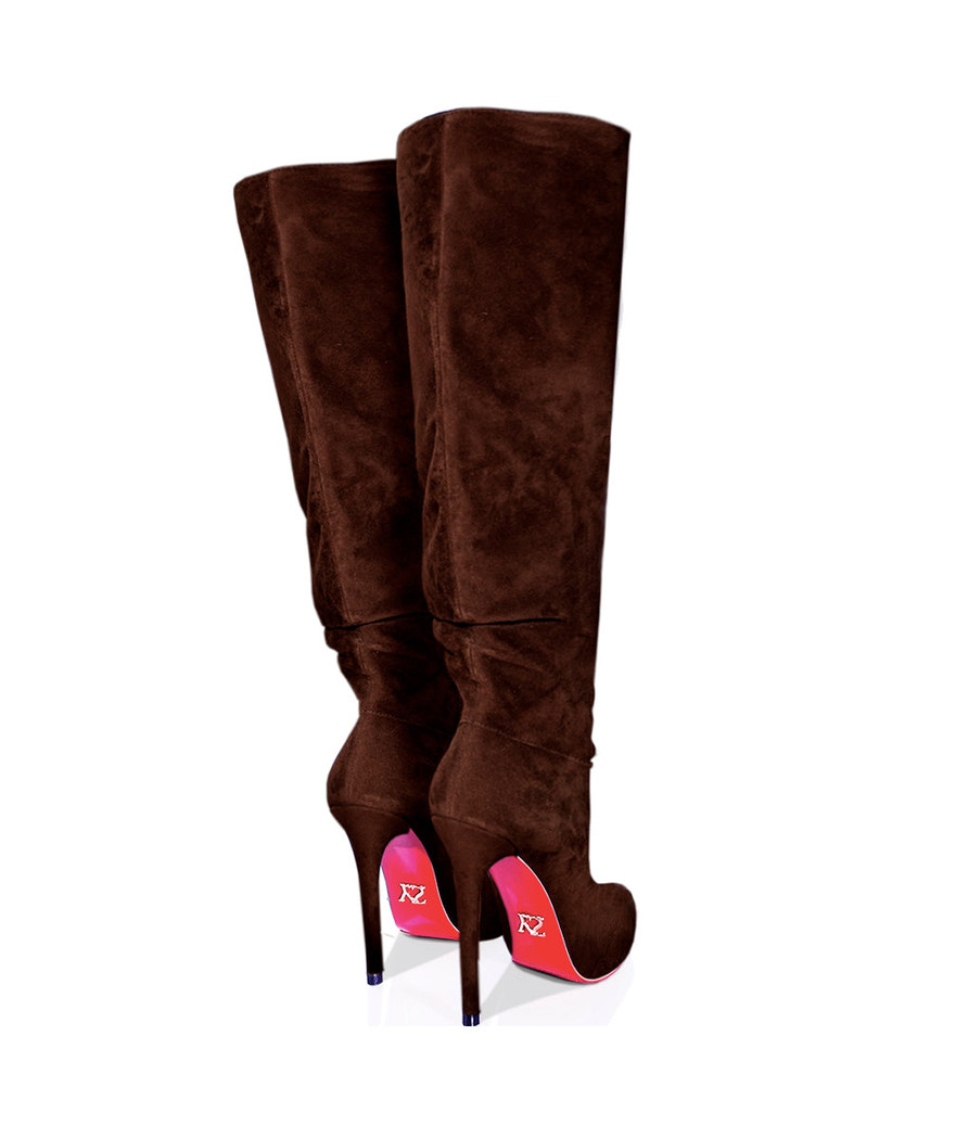Dracca Brown Suede · Charlotte Luxury Boots · Luxury High Heel Knee High Boots · Yarose Shulzhenko · Custom Made · Made to measure · Luxury High Heel Tall Boots · Boots