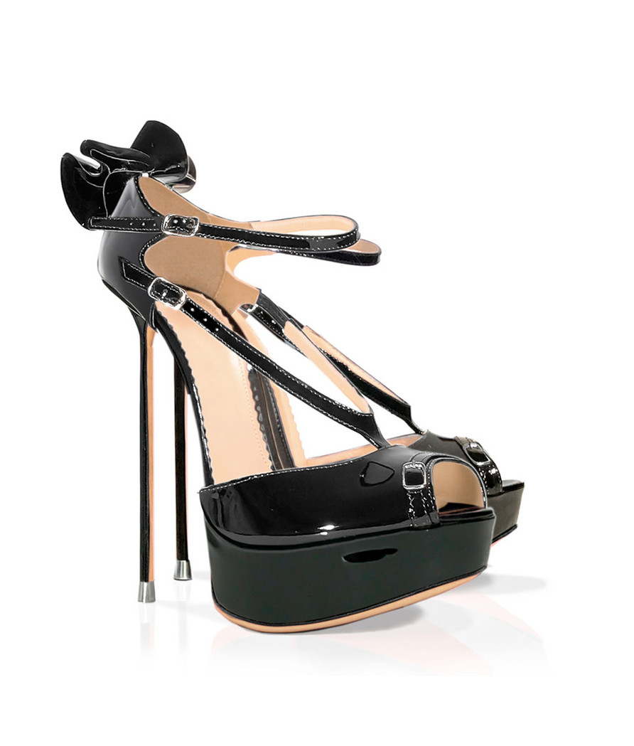 Deconte Black Patent · Charlotte Luxury Shoes · Luxury High Heel Sandals · Di Marni - Vicenzo Rossi · Custom made · Made to measure · Patent Luxury Platform High Heel Sandals